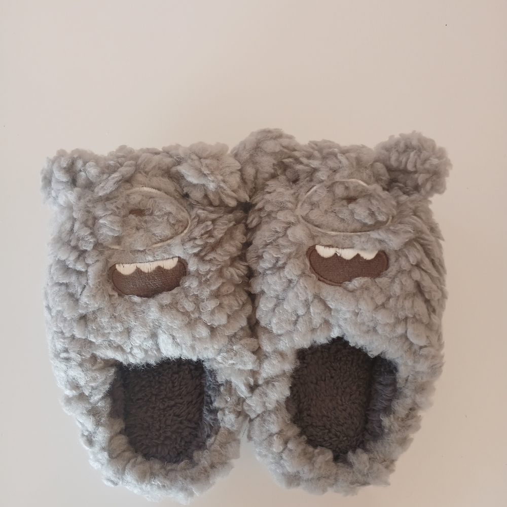 Cozy Gray Bear Kids Slippers